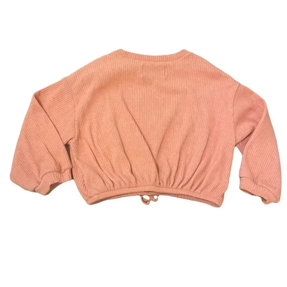 Old Navy 3T Peach Long Sleeve Crop Tie Front Sweater